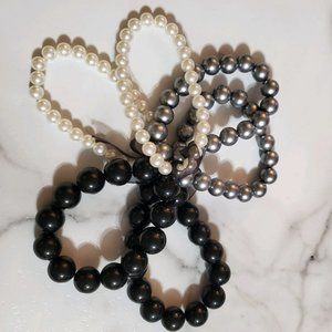 6 Faux Bead & Pearl Stretch Bracelet  set